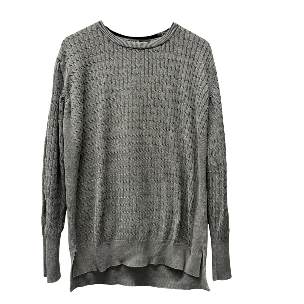 Pact Sweater Womens XL Cable Knit Gray Organic Cotton Pullover Crew Neck